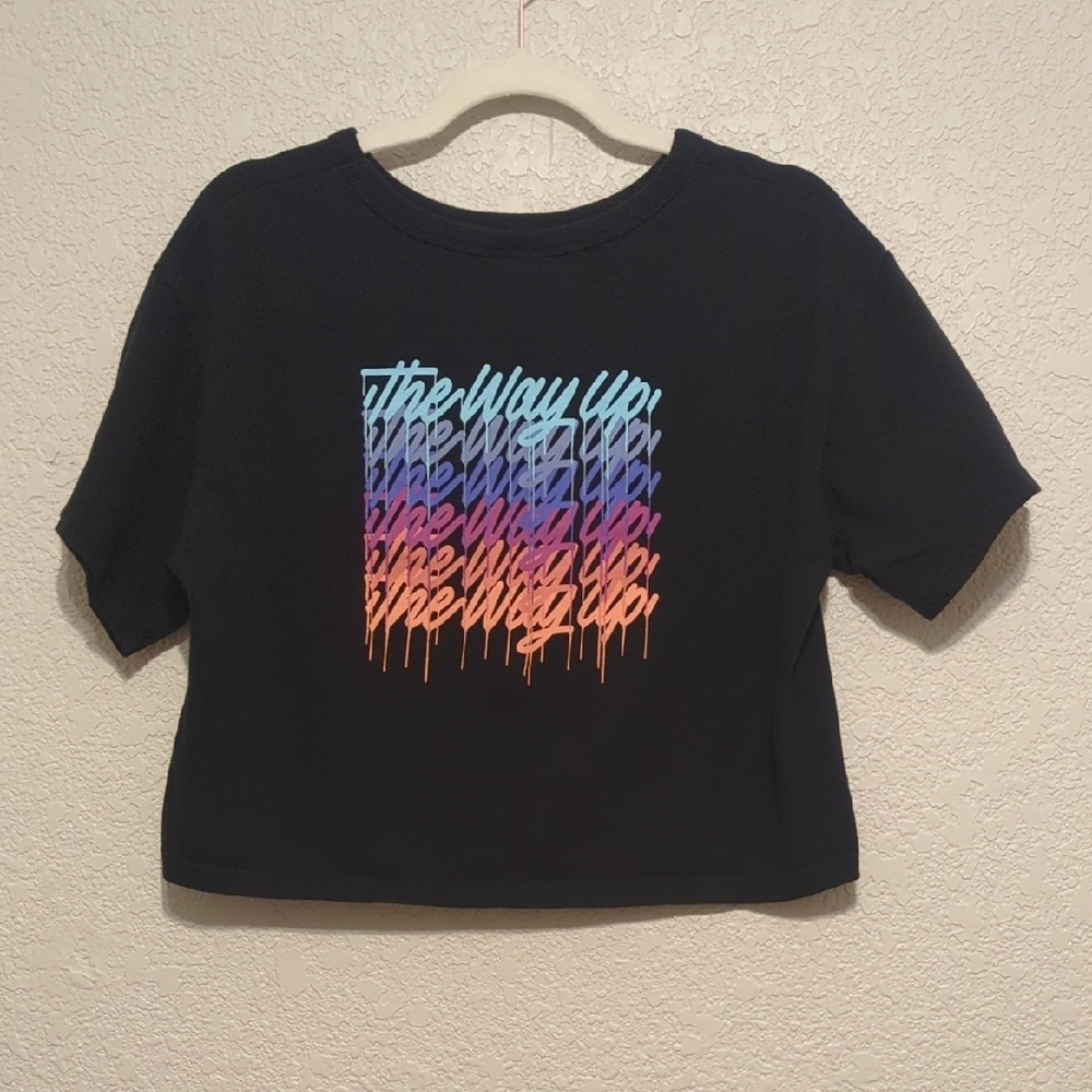 Champion black cropped logo graphic the way up tee shirt